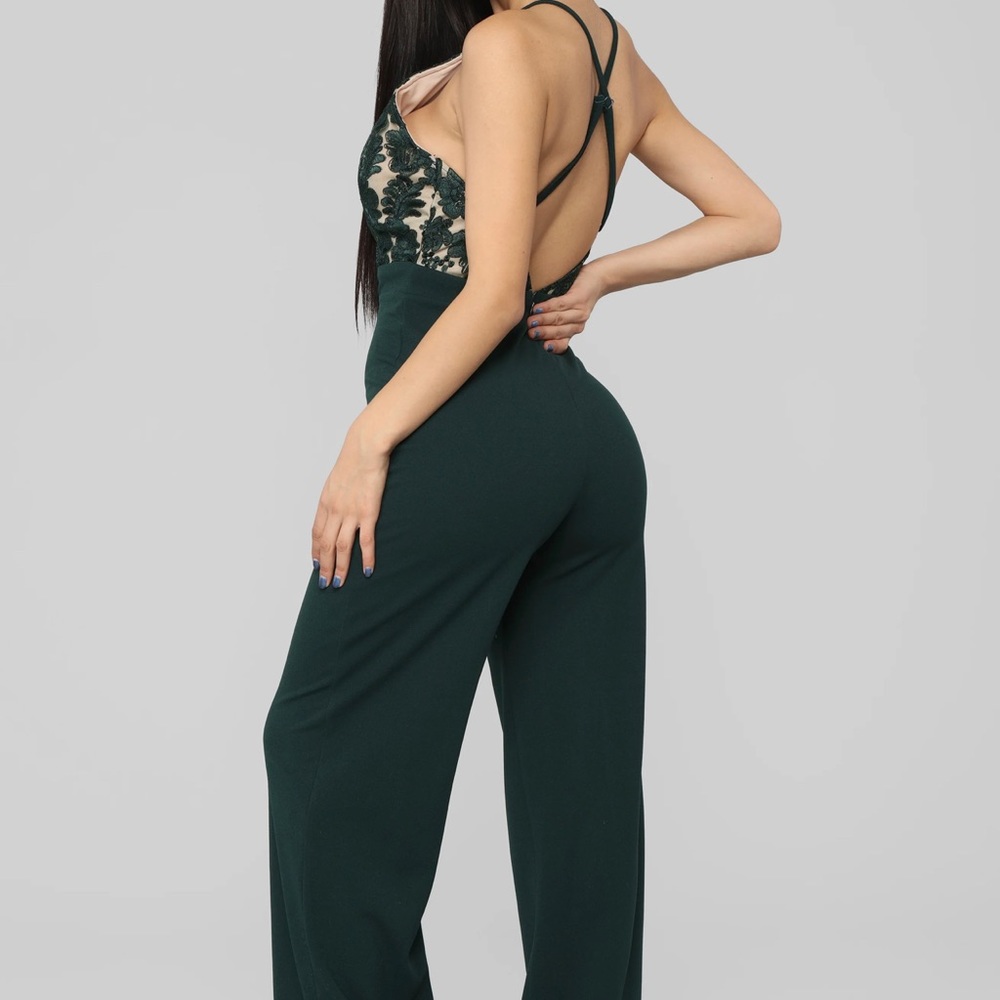 Hunter Green Lace Jumpsuit